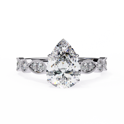 Luminous Whisper Pear Solitaire Ring