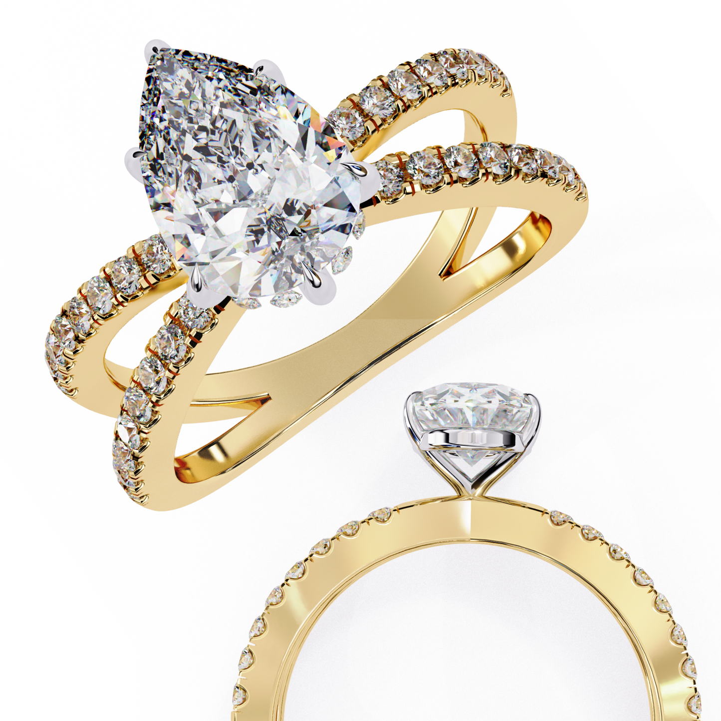 Bianca Vero Pear Solitaire Ring