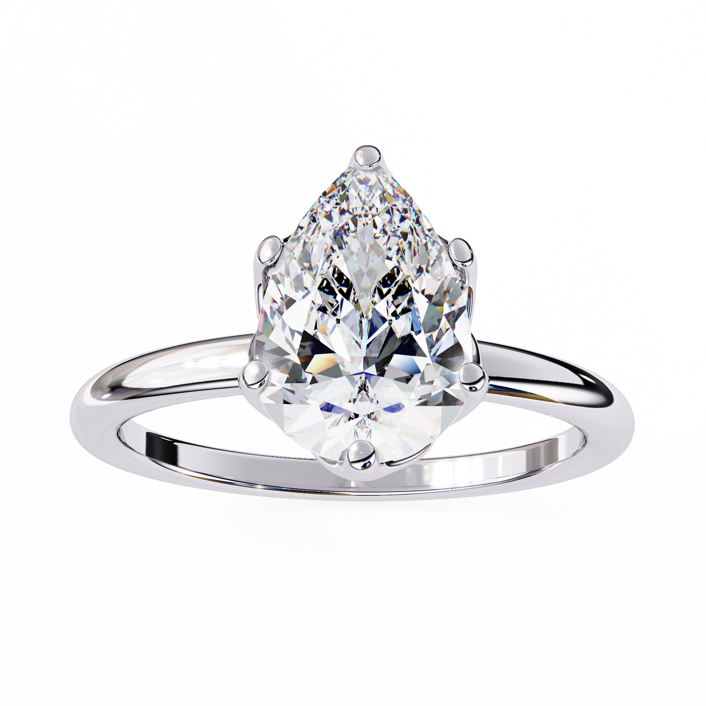Vittoria Crown Pear Solitaire Ring