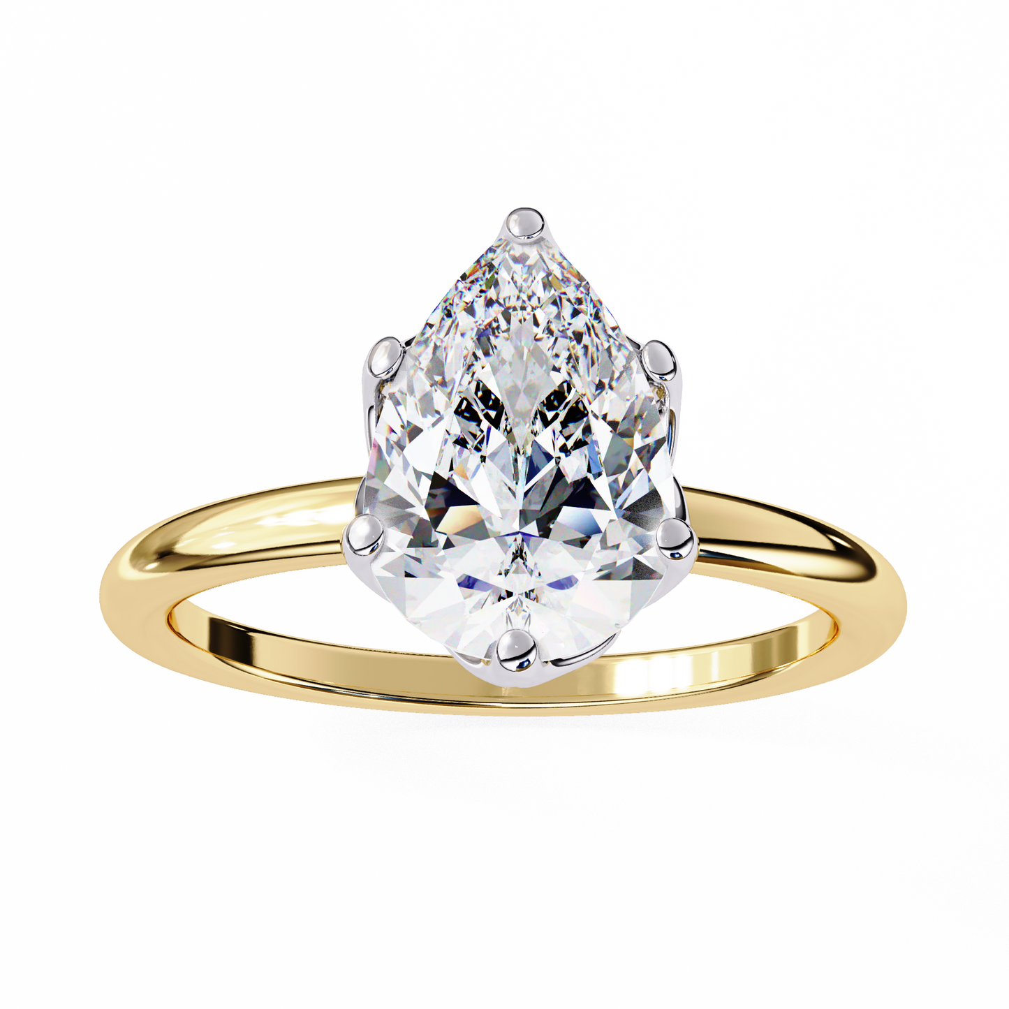 Vittoria Crown Pear Solitaire Ring