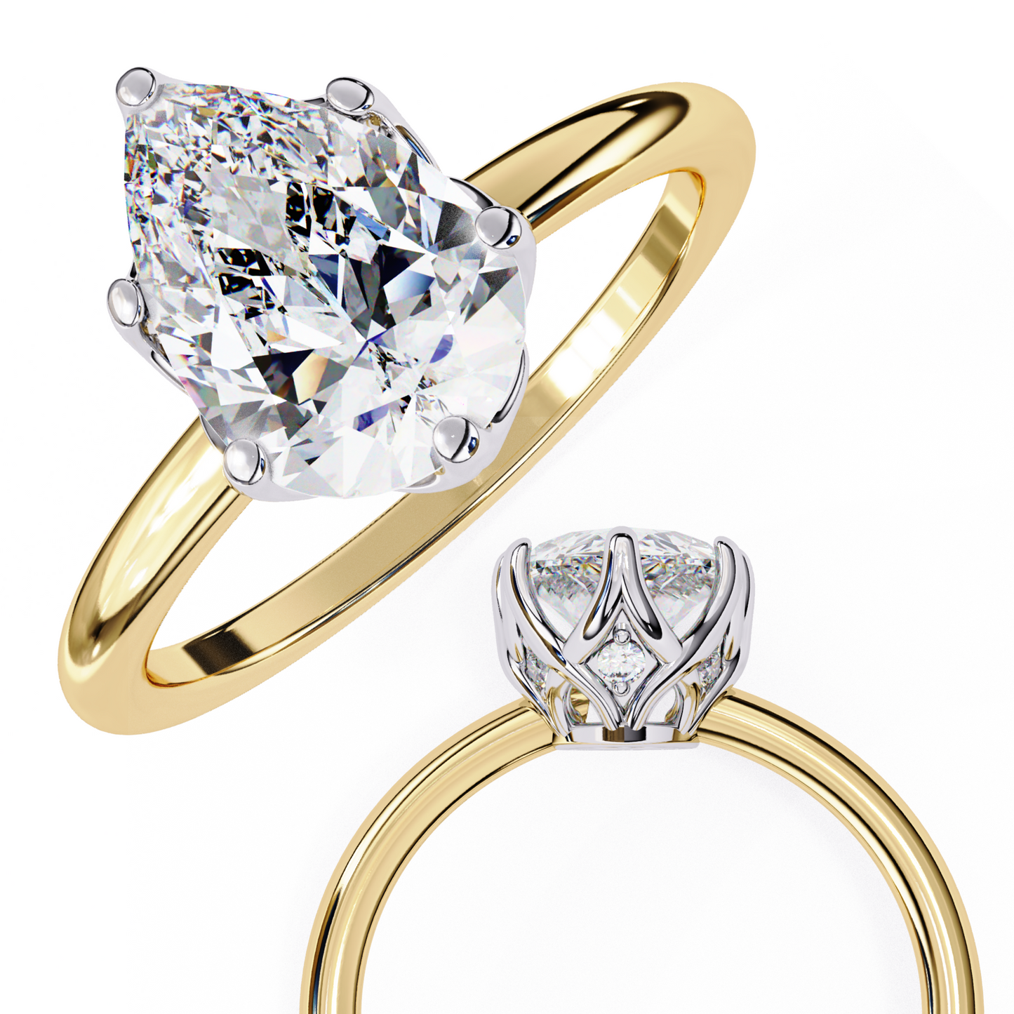 Vittoria Crown Pear Solitaire Ring