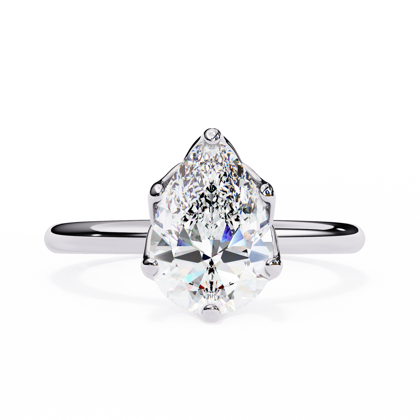 Vittoria Crown Pear Solitaire Ring