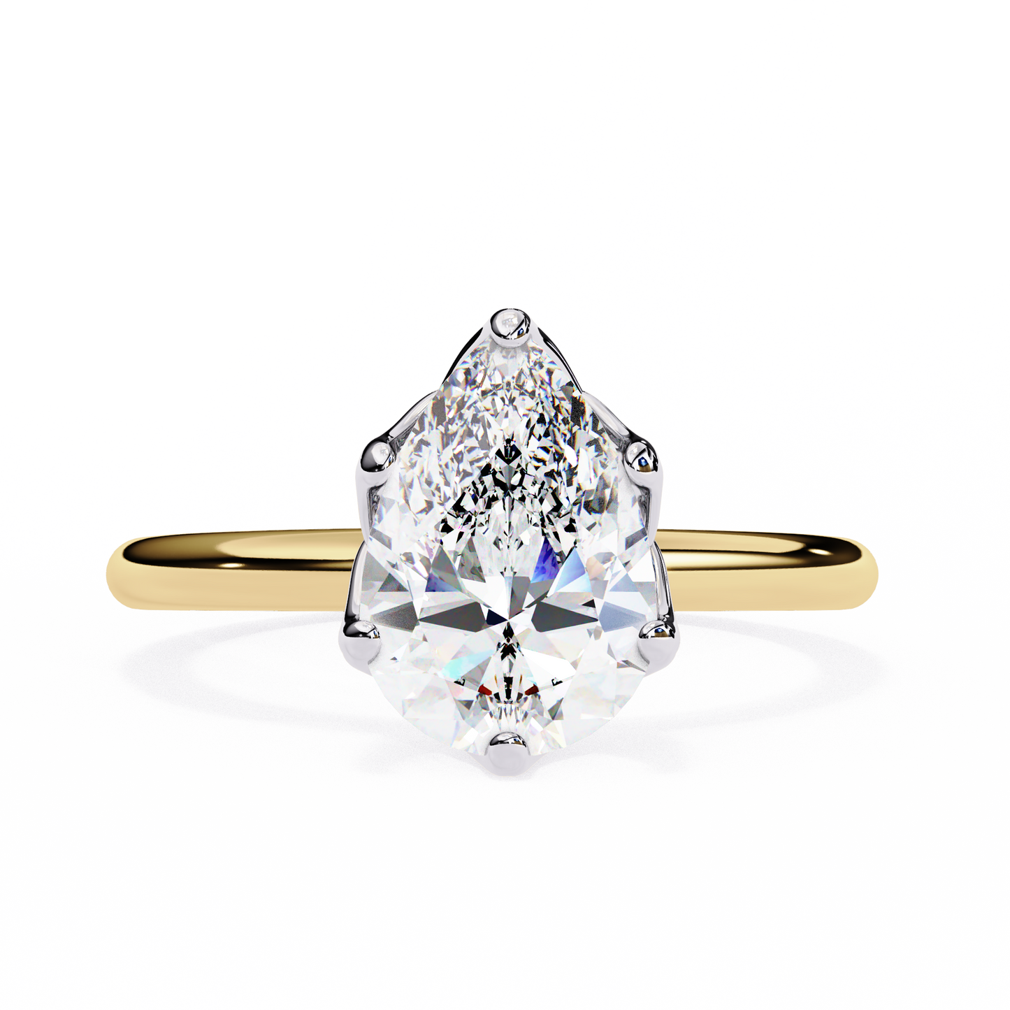Vittoria Crown Pear Solitaire Ring