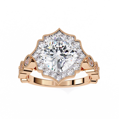 Fiore di Vento Cushion Solitaire Ring
