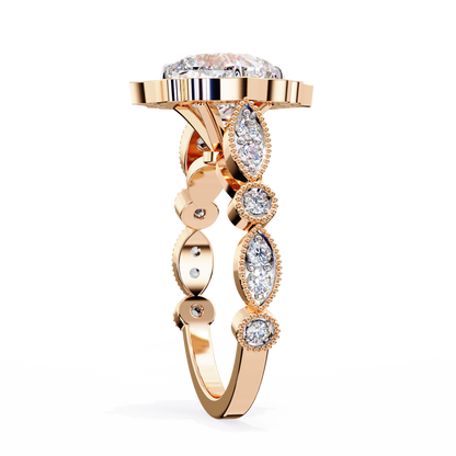 Fiore di Vento Cushion Solitaire Ring