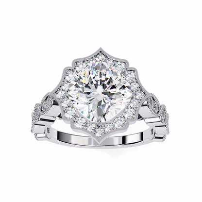 Fiore di Vento Cushion Solitaire Ring