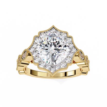Fiore di Vento Cushion Solitaire Ring