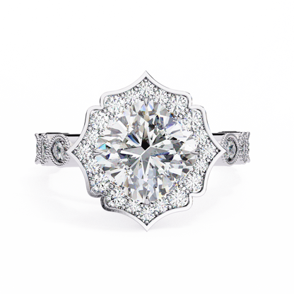 Fiore di Vento Cushion Solitaire Ring