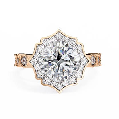 Fiore di Vento Cushion Solitaire Ring