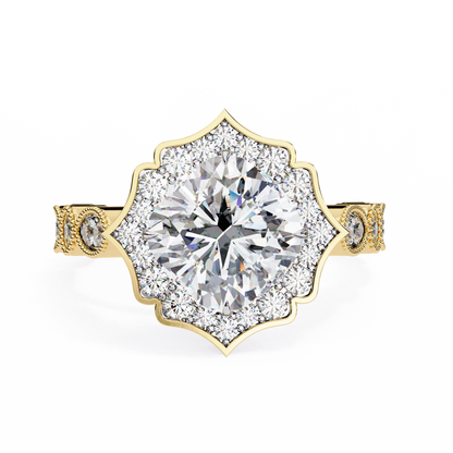 Fiore di Vento Cushion Solitaire Ring