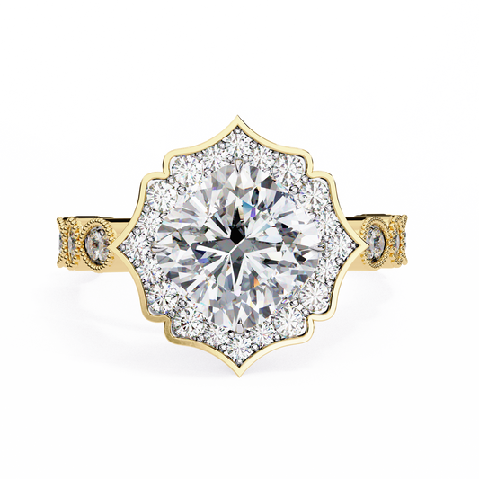 Fiore di Vento Cushion Solitaire Ring