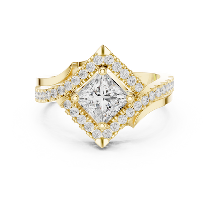 Valkyrie Crest Solitaire Diamond Ring