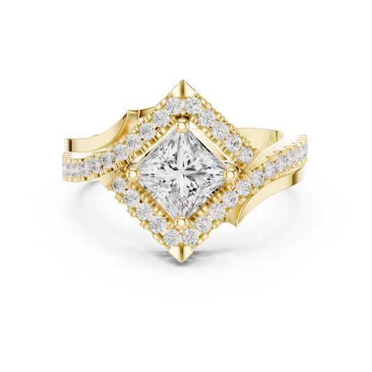 Valkyrie Crest Solitaire Diamond Ring