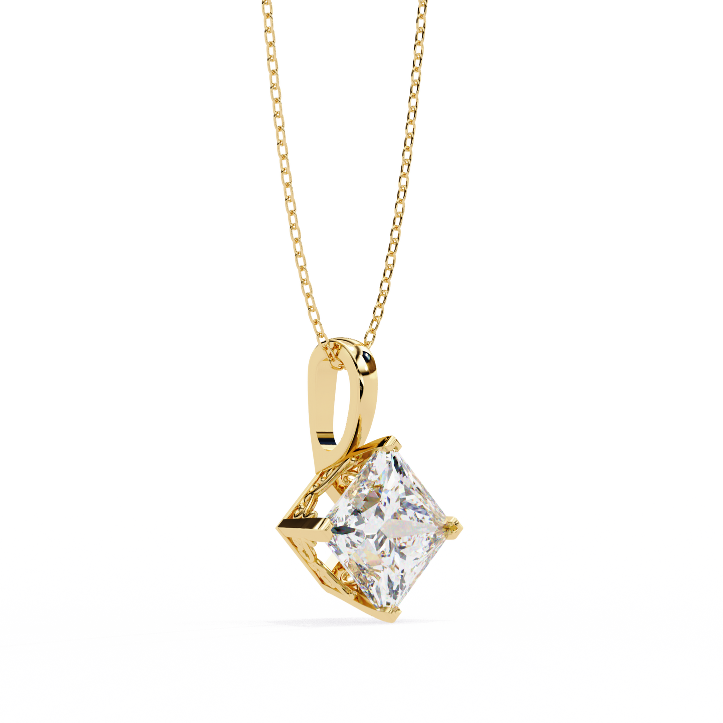 Imperessa Diore Princess Cut Solitaire Pendant