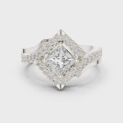 Valkyrie Crest Solitaire Diamond Ring