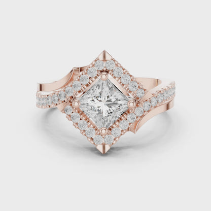 Valkyrie Crest Solitaire Diamond Ring