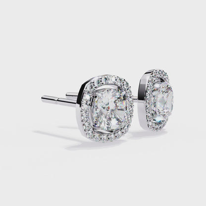Majestic One Cushion Solitaire Studs