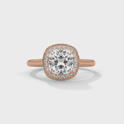 Lustra Halo Cushion Solitaire Ring