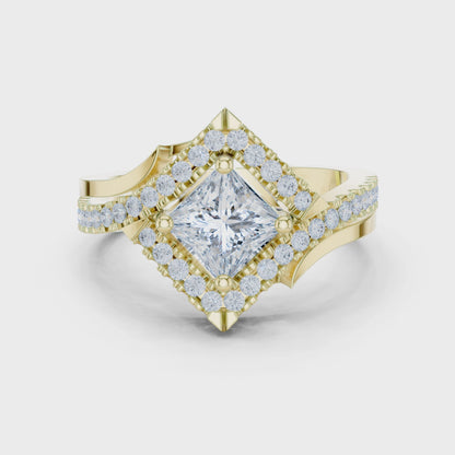 Valkyrie Crest Solitaire Diamond Ring