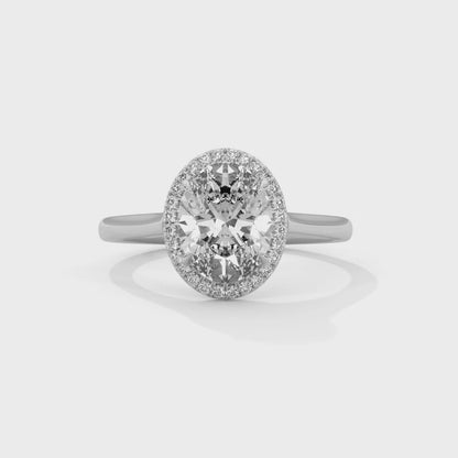 Midnight Blossom Oval Solitaire Ring