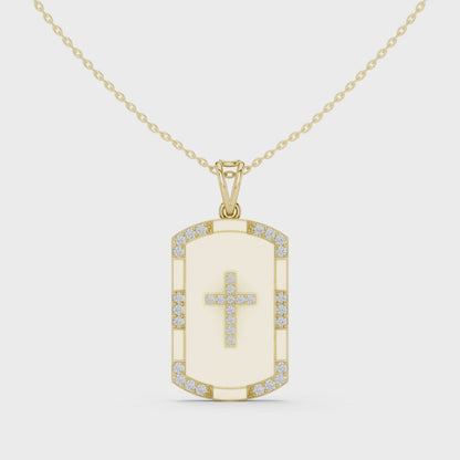Opal Cross Diamond Pendant