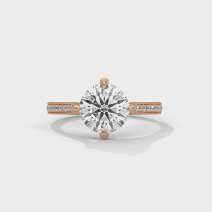 Timeless Round Diamond Ring with Pave-Set Accents