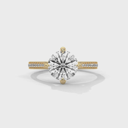 Timeless Round Diamond Ring with Pave-Set Accents