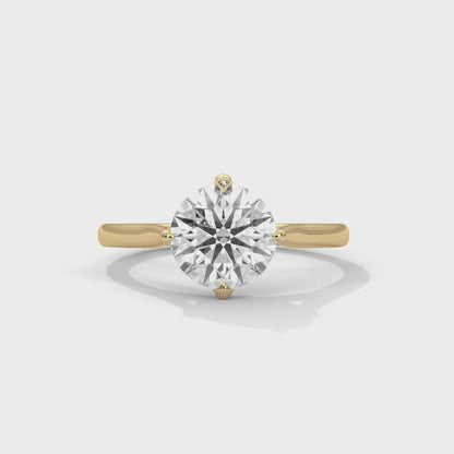 Sleek Tapered Band Solitaire Ring with Round Diamond