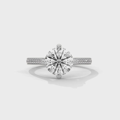 Timeless Round Diamond Ring with Pave-Set Accents