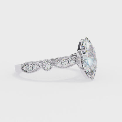Midnight Petal Marquise Solitaire Ring