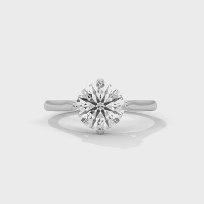 Sleek Tapered Band Solitaire Ring with Round Diamond