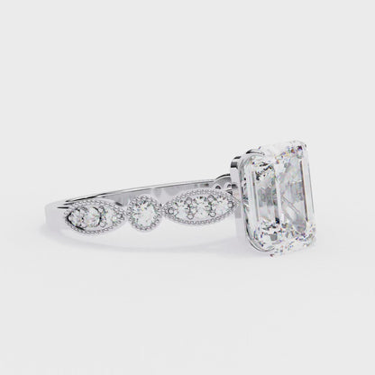 Opaline Majesty Emerald Cut Solitaire Ring